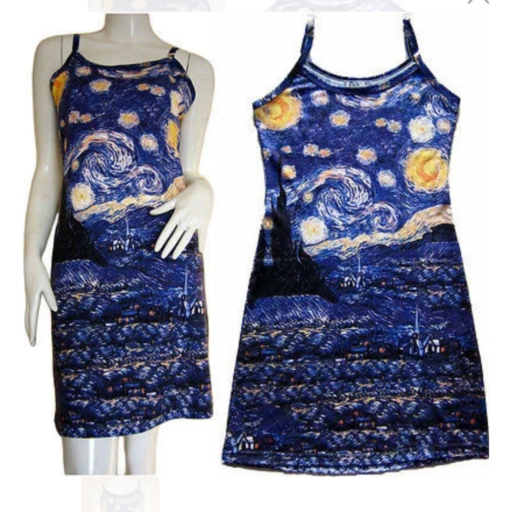 Van Gogh Starry night tank dress size s (4-6)